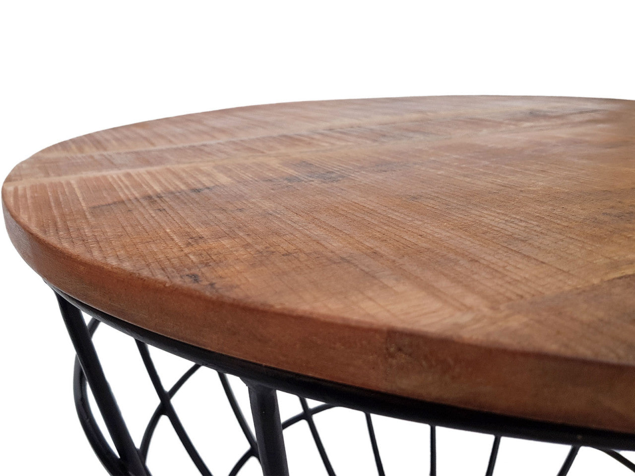 Couchtisch Wohnzimmer-Tisch rund Lexington ø 80 cm Metall Gestell Massivholz Tischplatte