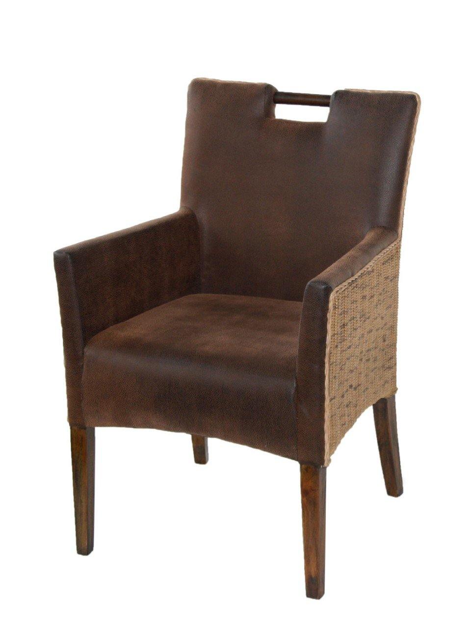 4-er Set Esszimmer Stühle Rattan Armlehner Sessel Bilbao vollgepolstert Polster prairie brown - 1a-zuhause.de