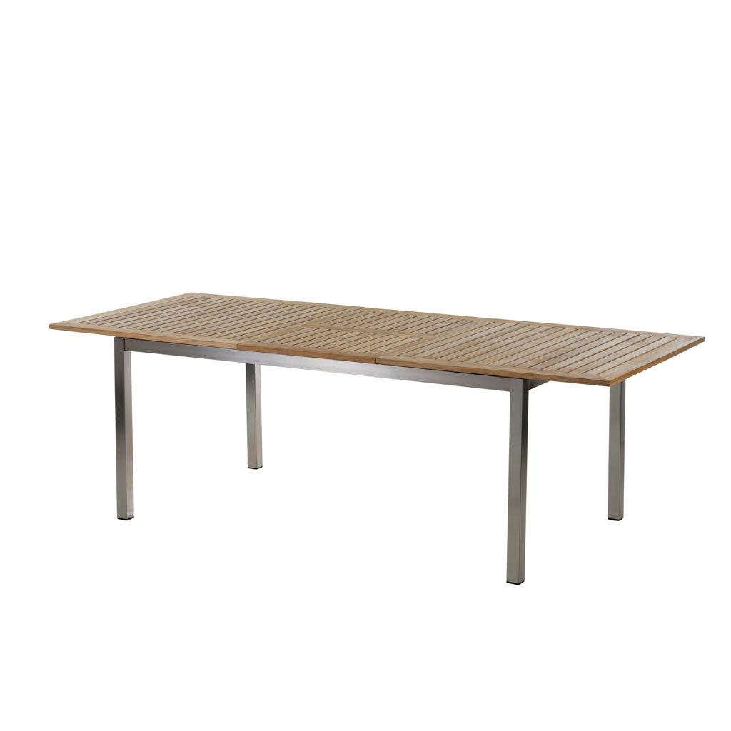 Roma Tisch 220 – 300 x100 cm Edelstahl/Teak