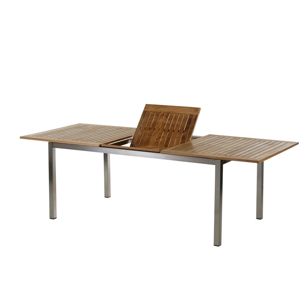 Roma Tisch 220 – 300 x100 cm Edelstahl/Teak